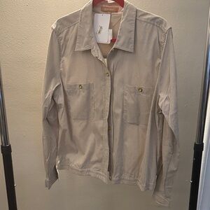 Ellen Tracy Beige Striped Blouse